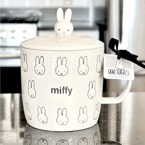Miffy White and Black Ceramic Mug with Lid
